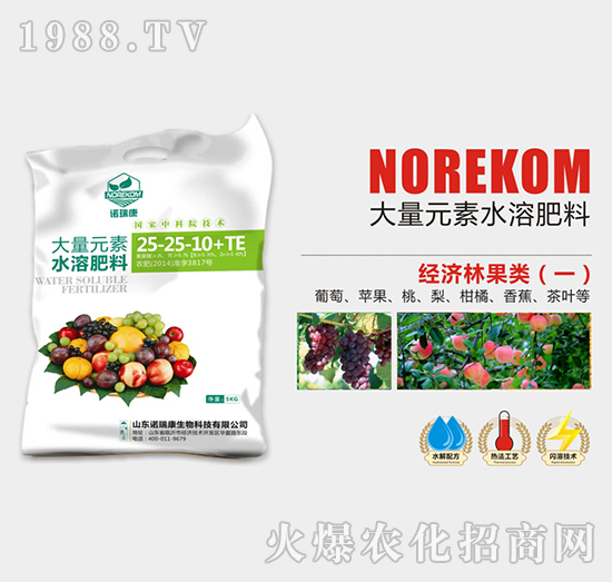 經(jīng)濟(jì)林果類大量元素水溶肥料25-25-10+TE-諾瑞康