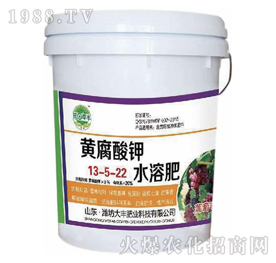 葡萄專(zhuān)用黃腐酸鉀水溶肥13-5-22-田園季豐-大豐肥業(yè)