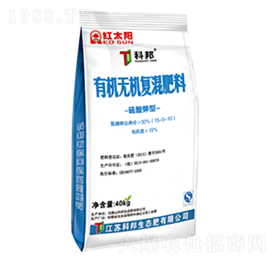 40kg有機無機復(fù)混肥料15-5-10-紅太陽-科邦