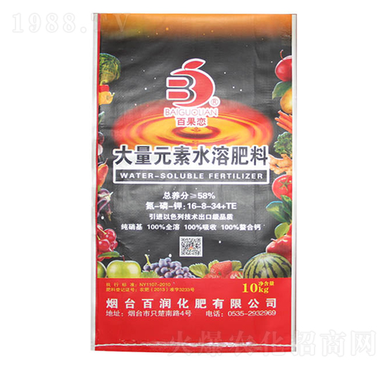 大量元素水溶肥料16-8-34+TE-百果戀-百潤(rùn)化肥
