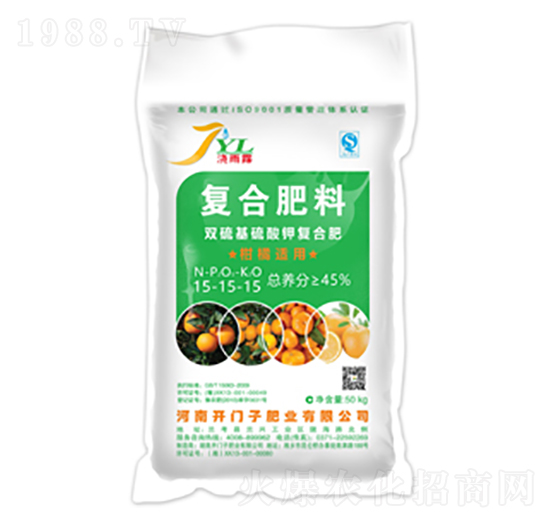 柑橘適用復(fù)合肥料15-15-15S-澆雨露-開(kāi)門(mén)子