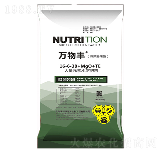 海藻膨果型大量元素水溶肥料16-6-38+MgO+TE-萬(wàn)物豐-方護(hù)