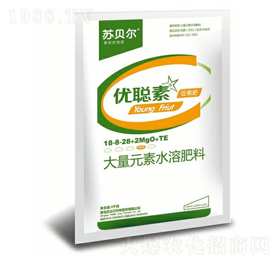 促果專用大量元素水溶肥料18-8-28+2MgO+TE-優(yōu)聰素-沐春農(nóng)資