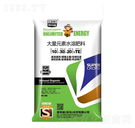 高磷促長型大量元素水肥肥料10-30-20+TE-藍帝威