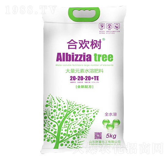 5kg大量元素水溶肥料20-20-20+TE-合歡樹-財富化工