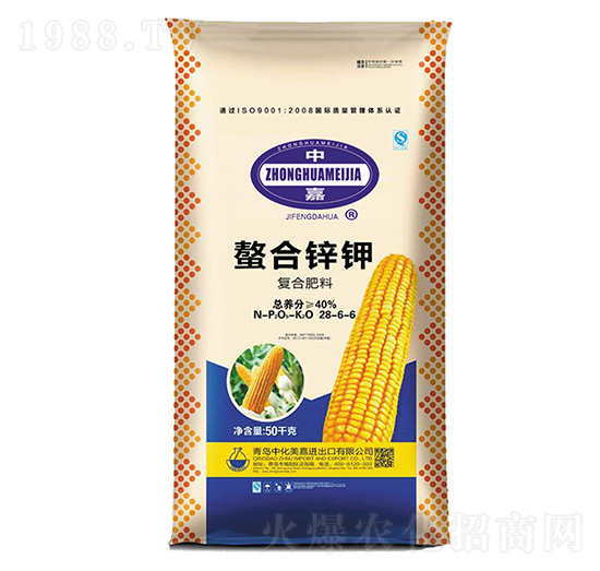 50kg螯合鋅鉀復合肥料28-6-6-中化美嘉