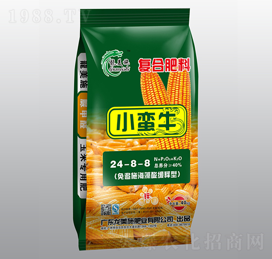 玉米專用免追施海藻酸緩釋型復(fù)合肥料24-8-8-小蠻牛-龍美施