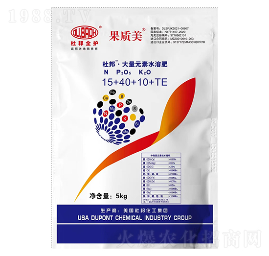 大量元素水溶肥料15+40+10+TE-果質美-美博生物