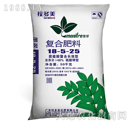 復(fù)合肥料-墨翠（18-5-25）硫酸鉀型50kg-拉多美化肥