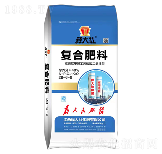 高塔脲甲醛工藝磷酸二氫鉀型復(fù)合肥料28-6-6-釋大壯