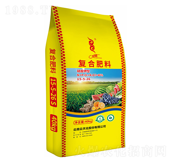40kg硫酸鉀型復(fù)合肥料15-5-26-天騰-云天化