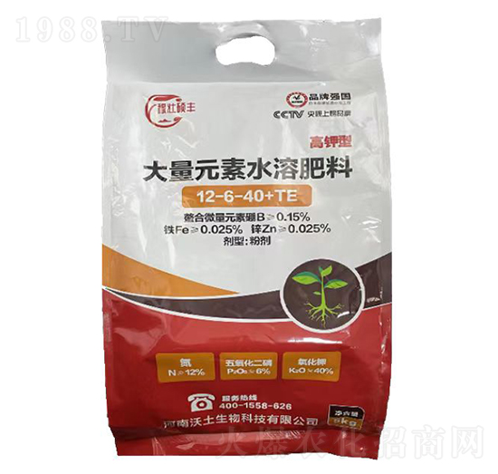 高鉀型大量元素水溶肥料12-6-40+TE-稼壯碩豐-沃土生物