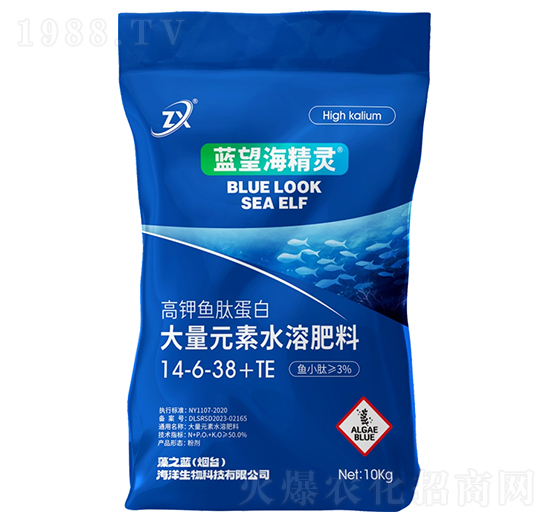 高鉀魚肽蛋白大量元素水溶肥料14-6-38+TE-藍(lán)望海精靈-藻之藍(lán)