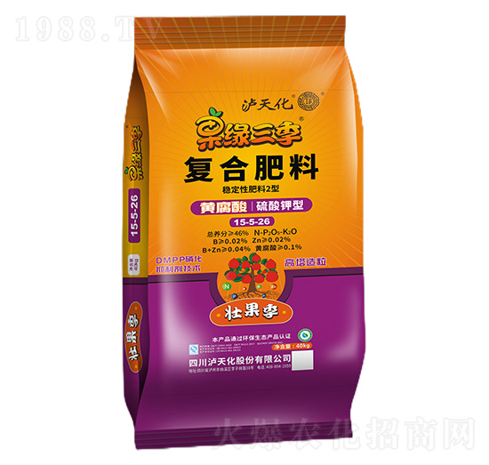 壯果季復(fù)合肥料15-5-26-果緣三季-瀘天化