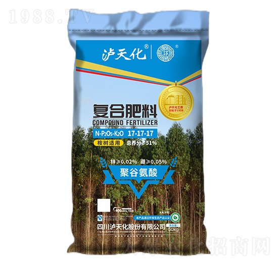 桉樹適用復合肥料17-17-17-工農(nóng)-瀘天化