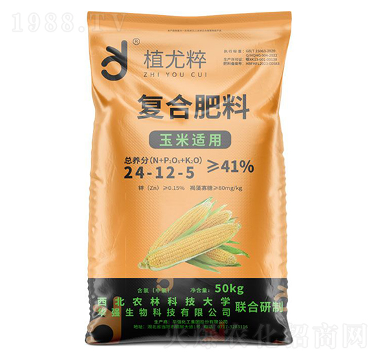 50kg玉米適用復(fù)合肥料24-12-5-植尤粹-華強(qiáng)化工集團(tuán)